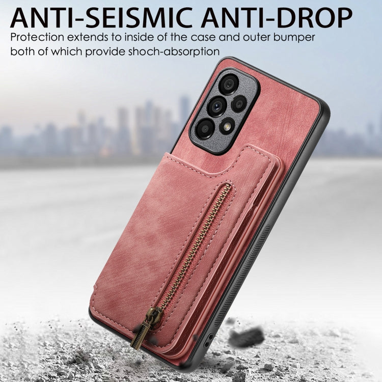 Retro Leather Zipper Wallet Back Phone Case