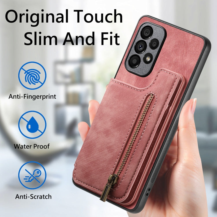 Retro Leather Zipper Wallet Back Phone Case