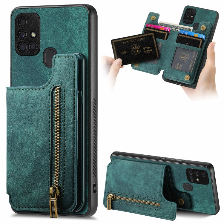 Retro Leather Zipper Wallet Back Phone Case