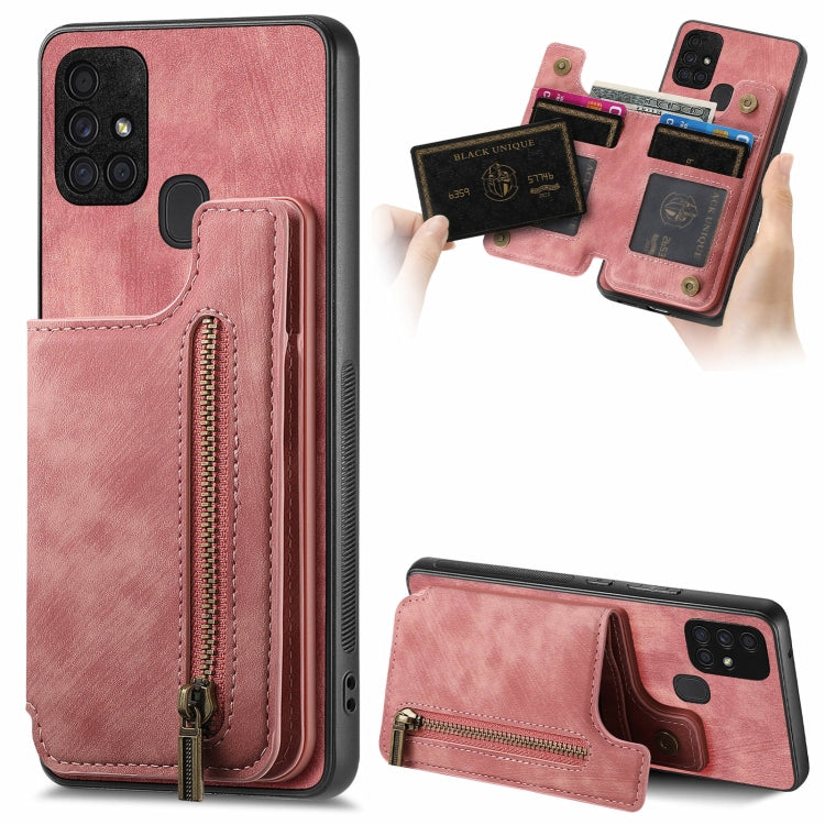 Retro Leather Zipper Wallet Back Phone Case