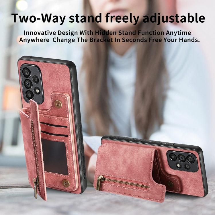 Retro Leather Zipper Wallet Back Phone Case