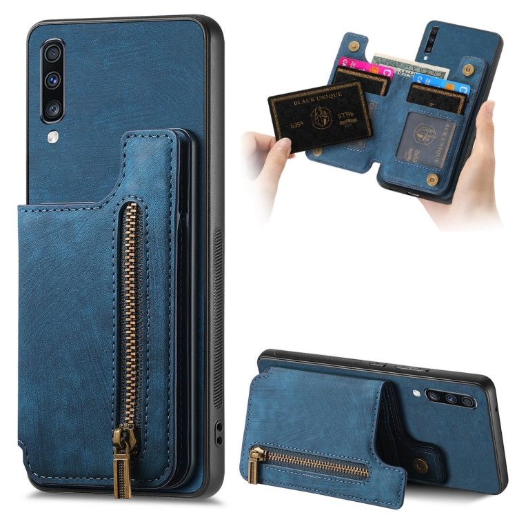 Retro Leather Zipper Wallet Back Phone Case