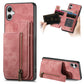 Retro Leather Zipper Wallet Back Phone Case