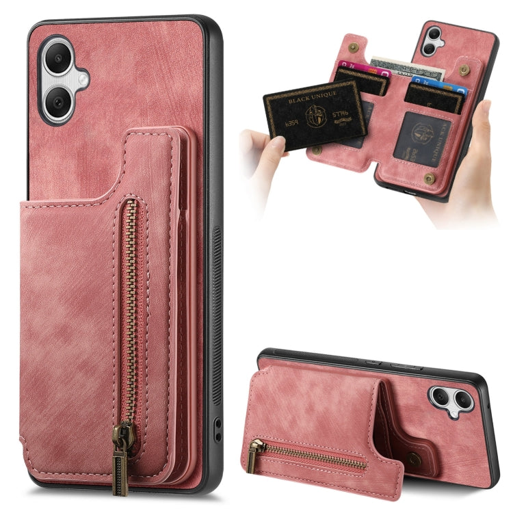 Retro Leather Zipper Wallet Back Phone Case
