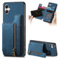 Retro Leather Zipper Wallet Back Phone Case