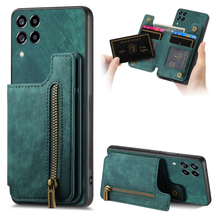 Retro Leather Zipper Wallet Back Phone Case