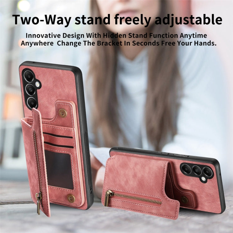 Retro Leather Zipper Wallet Back Phone Case