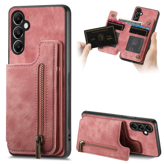 Retro Leather Zipper Wallet Back Phone Case