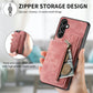 Retro Leather Zipper Wallet Back Phone Case