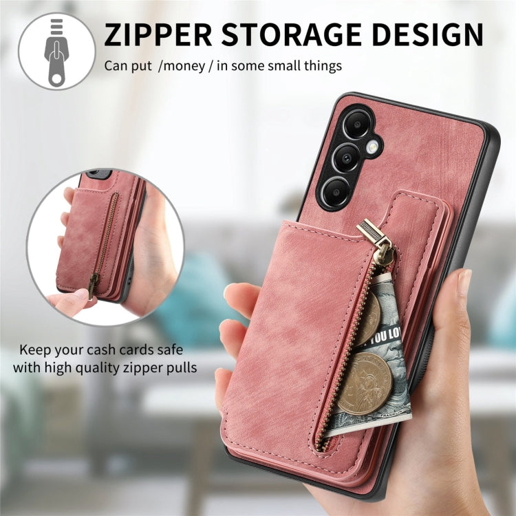 Retro Leather Zipper Wallet Back Phone Case