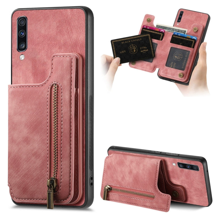 Retro Leather Zipper Wallet Back Phone Case