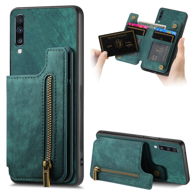 Retro Leather Zipper Wallet Back Phone Case