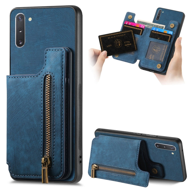 Retro Leather Zipper Wallet Back Phone Case