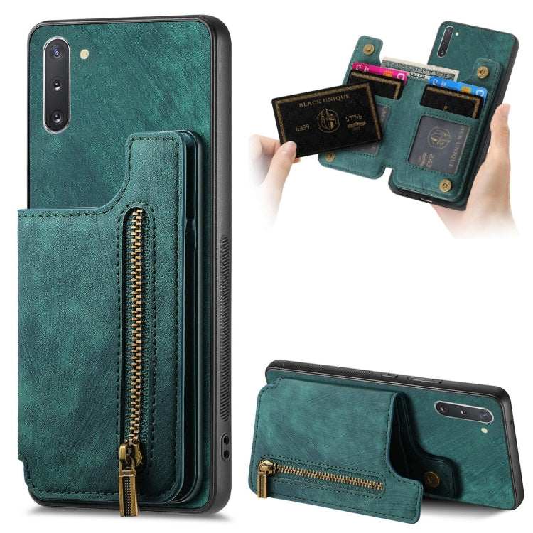 Retro Leather Zipper Wallet Back Phone Case