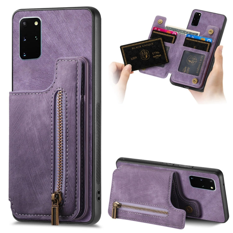Retro Leather Zipper Wallet Back Phone Case