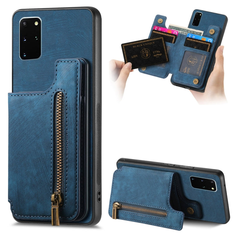 Retro Leather Zipper Wallet Back Phone Case