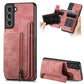 Retro Leather Zipper Wallet Back Phone Case