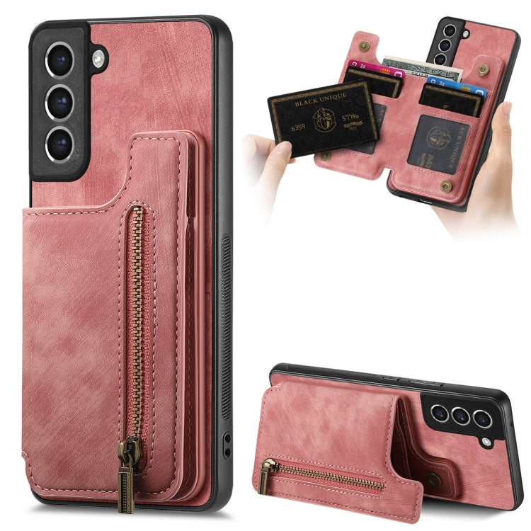 Retro Leather Zipper Wallet Back Phone Case