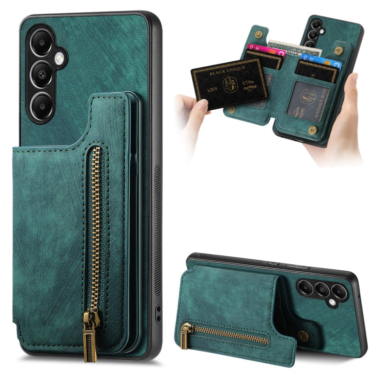 Retro Leather Zipper Wallet Back Phone Case
