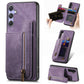 Retro Leather Zipper Wallet Back Phone Case