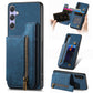 Retro Leather Zipper Wallet Back Phone Case