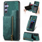 Retro Leather Zipper Wallet Back Phone Case