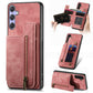 Retro Leather Zipper Wallet Back Phone Case