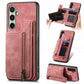 Retro Leather Zipper Wallet Back Phone Case