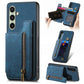Retro Leather Zipper Wallet Back Phone Case