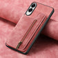 Retro Leather Zipper Wallet Back Phone Case