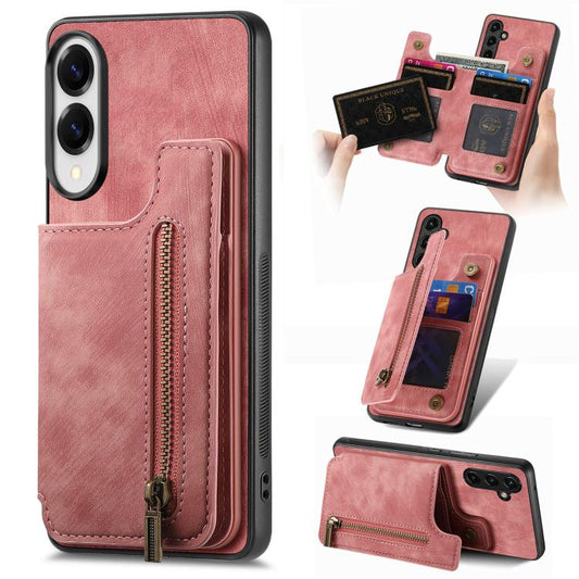Retro Leather Zipper Wallet Back Phone Case