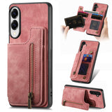 Retro Leather Zipper Wallet Back Phone Case