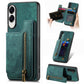 Retro Leather Zipper Wallet Back Phone Case