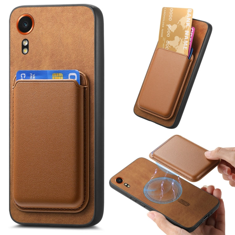 Retro Magsafe Card Bag PU Back Cover Phone Case