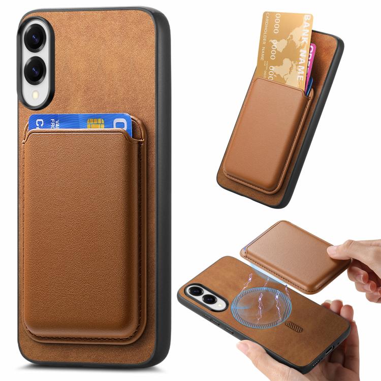 Retro Magsafe Card Bag PU Back Cover Phone Case