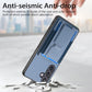 Carbon Fiber Fold Stand Elastic Card Bag Phone Case