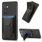 Carbon Fiber Fold Stand Elastic Card Bag Phone Case