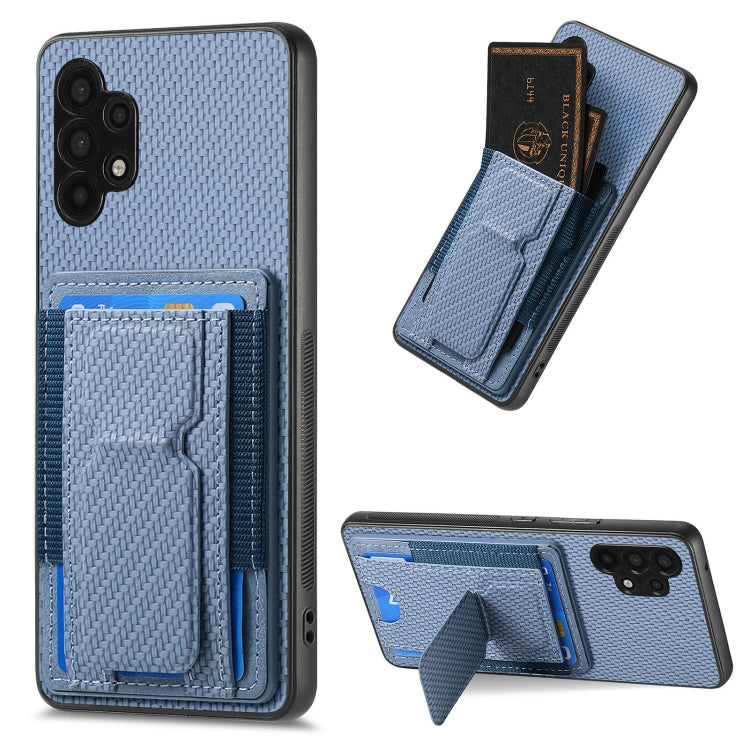 Carbon Fiber Fold Stand Elastic Card Bag Phone Case