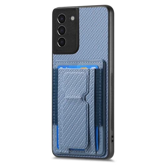 Carbon Fiber Fold Stand Elastic Card Bag Phone Case