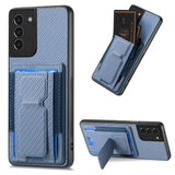 Carbon Fiber Fold Stand Elastic Card Bag Phone Case