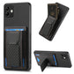 Carbon Fiber Fold Stand Elastic Card Bag Phone Case