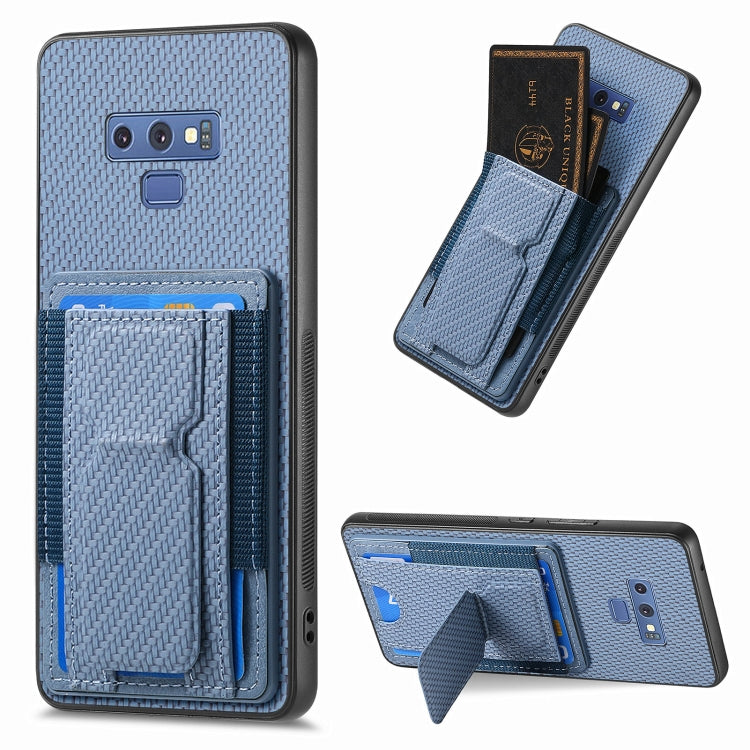 Carbon Fiber Fold Stand Elastic Card Bag Phone Case