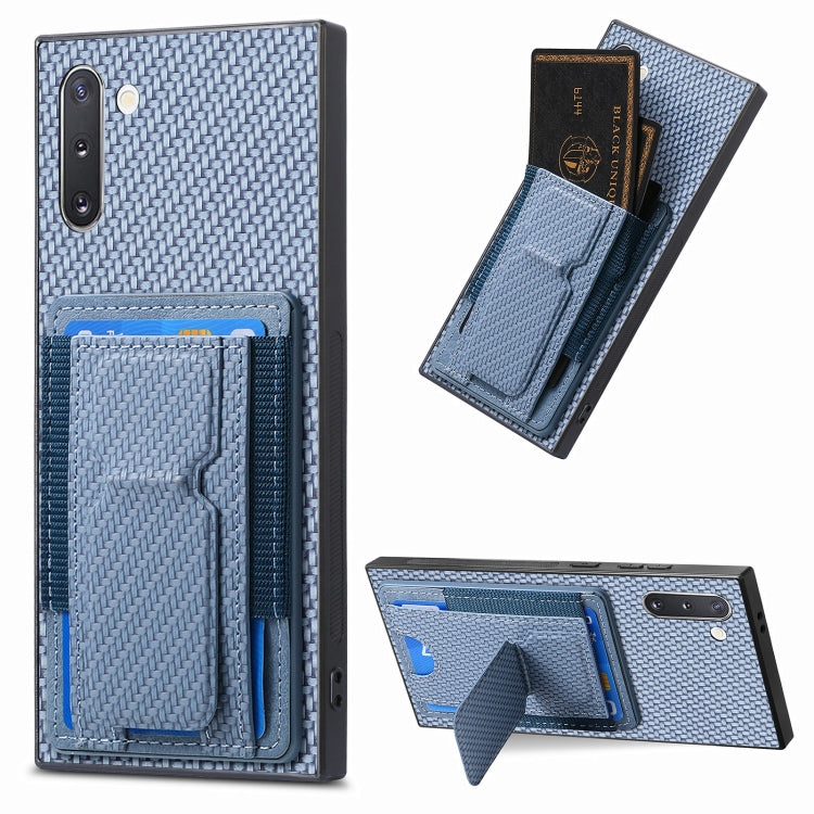 Carbon Fiber Fold Stand Elastic Card Bag Phone Case