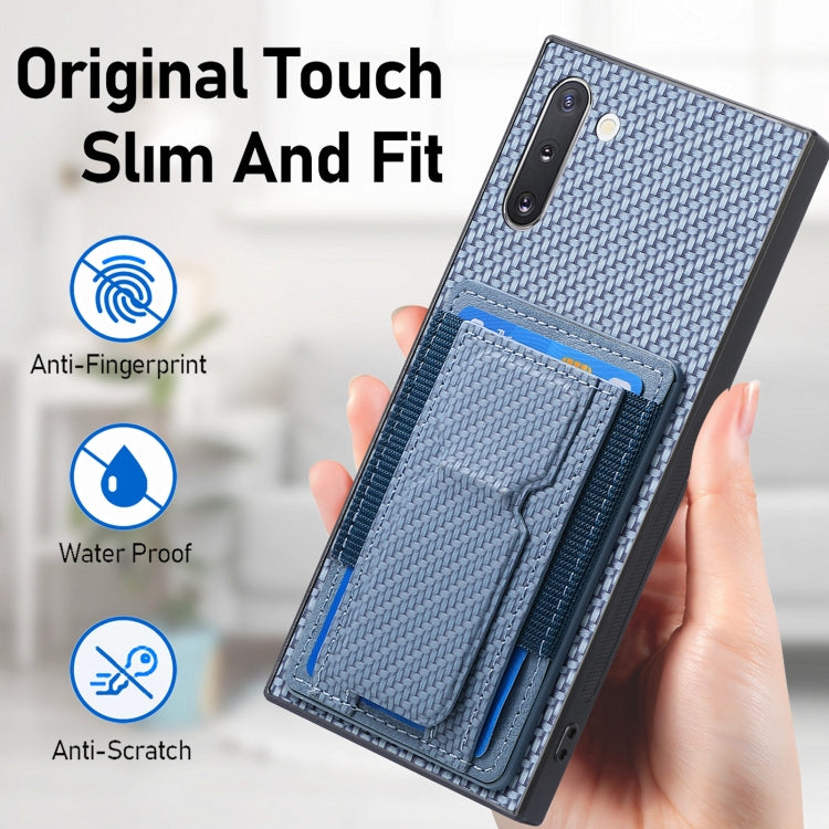 Carbon Fiber Fold Stand Elastic Card Bag Phone Case