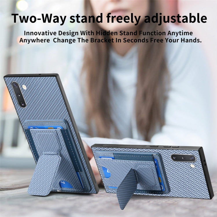 Carbon Fiber Fold Stand Elastic Card Bag Phone Case