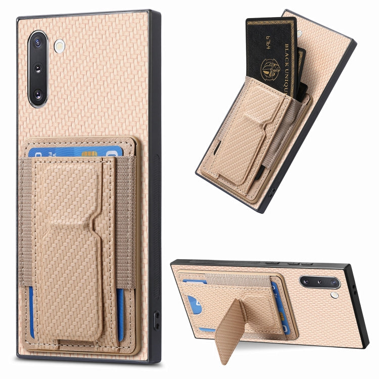 Carbon Fiber Fold Stand Elastic Card Bag Phone Case
