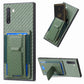 Carbon Fiber Fold Stand Elastic Card Bag Phone Case
