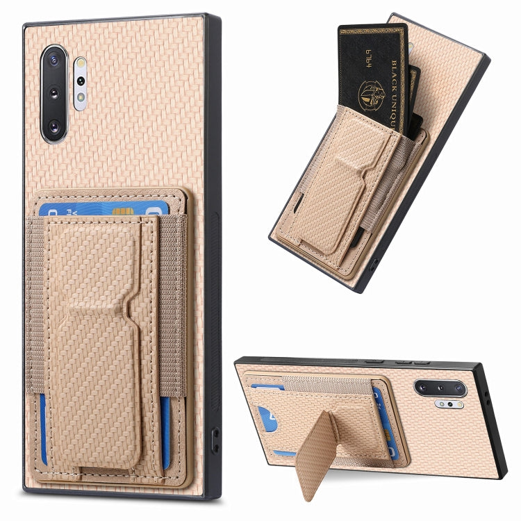 Carbon Fiber Fold Stand Elastic Card Bag Phone Case