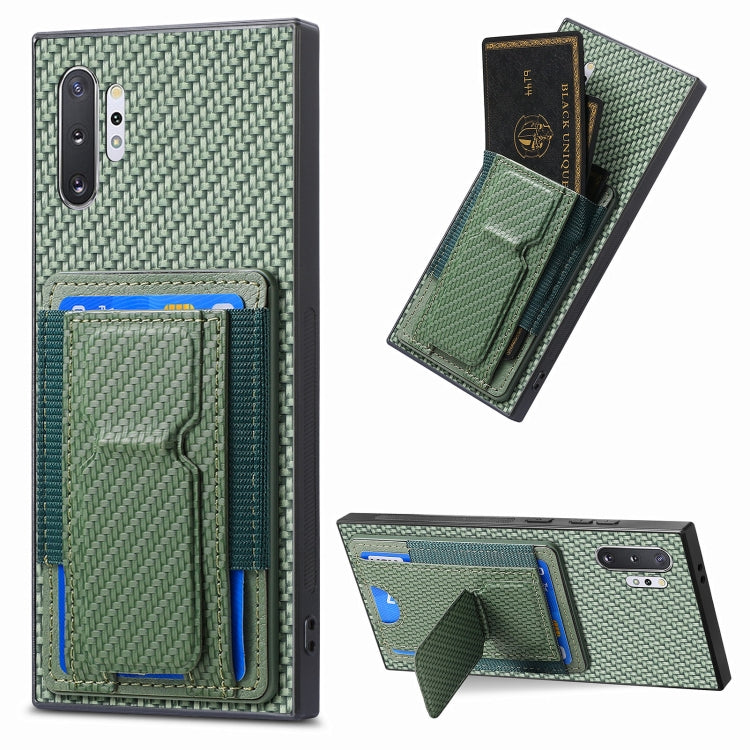 Carbon Fiber Fold Stand Elastic Card Bag Phone Case