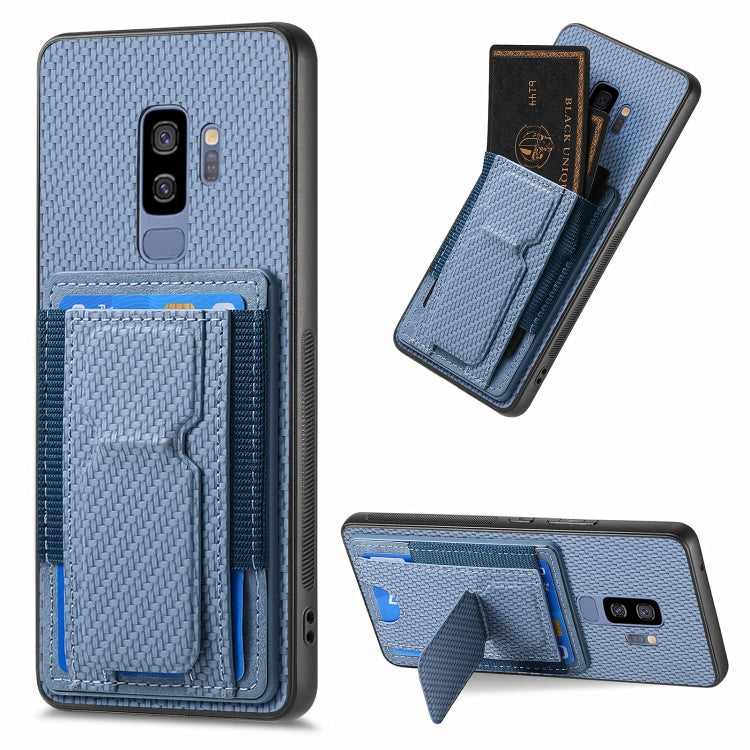 Carbon Fiber Fold Stand Elastic Card Bag Phone Case
